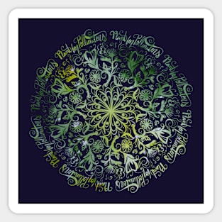 Plant For Pollinators Lime Lettering Mandala Filigree Sticker